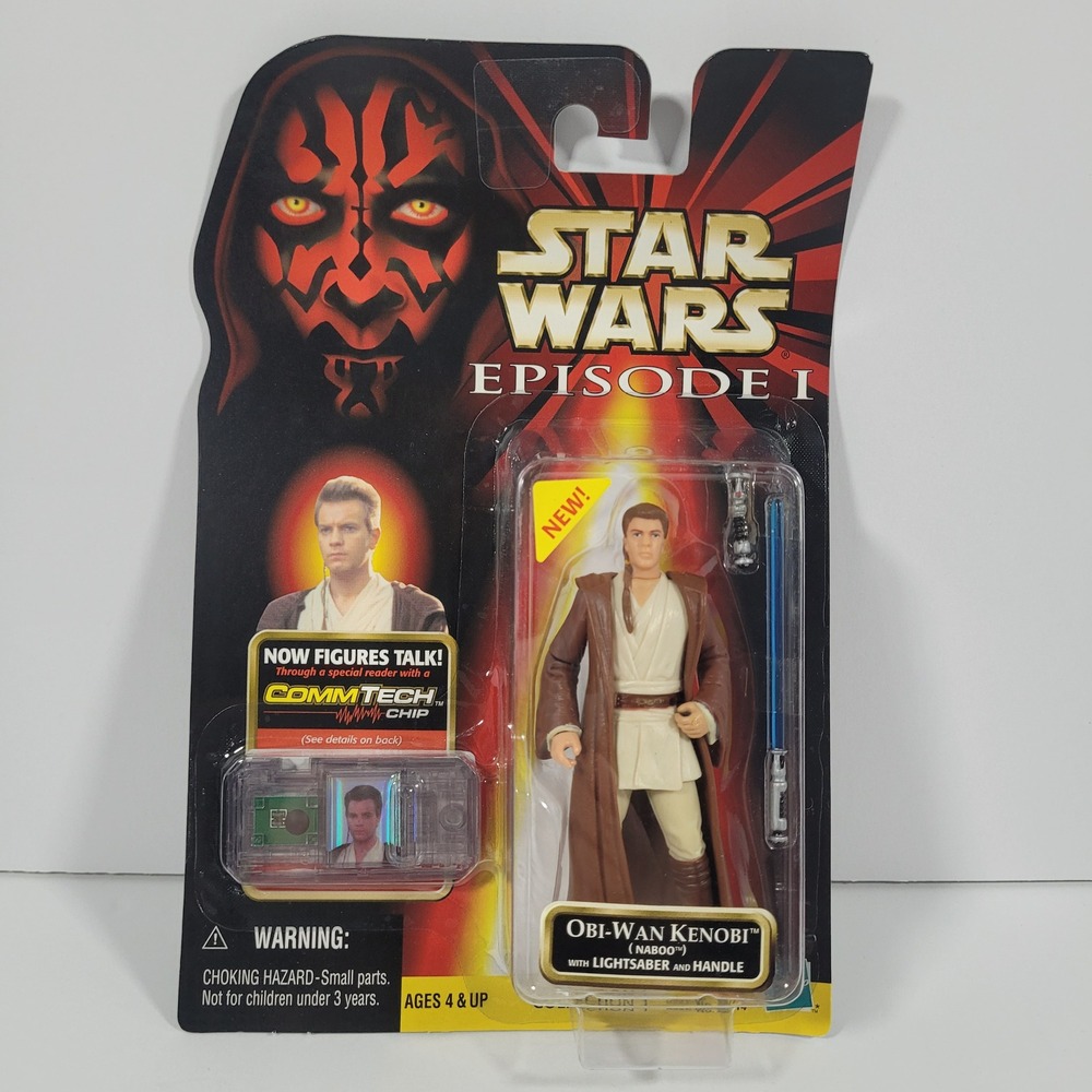 Star Wars Episode I Obi-Wan Kenobi Naboo Action Figure CommTech Chip Hasbro 1999